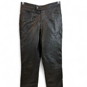 Vintage Wilsons 100% Button Fly Black Leather Pants, Size 4